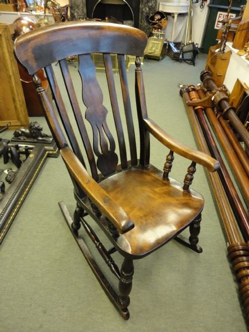 Victorian Lancashire Fiddle Back Rocker