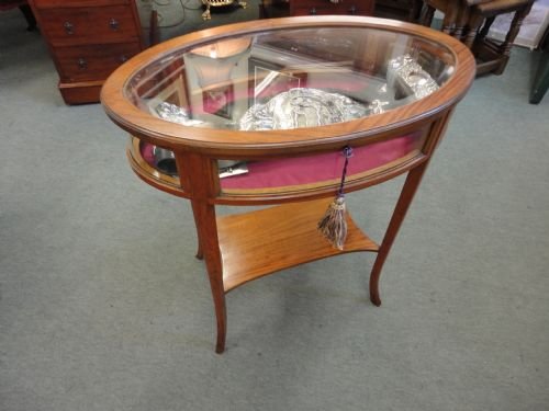 Satinwood Oval Bijouterie Cabinet