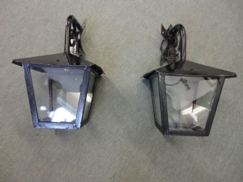 Pair of Steel Outside Lanterns on Brackets