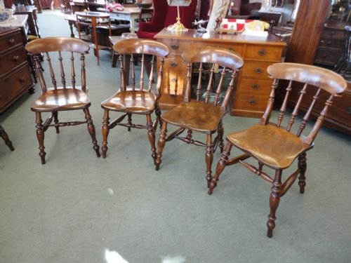 Set of 4 Victorian Spindle Back Kitchen Chairs