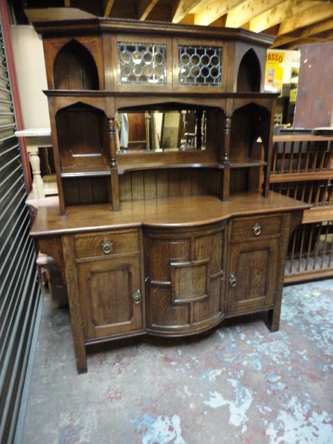 Oak Arts & Crafts Style Mirrorback Sideboard