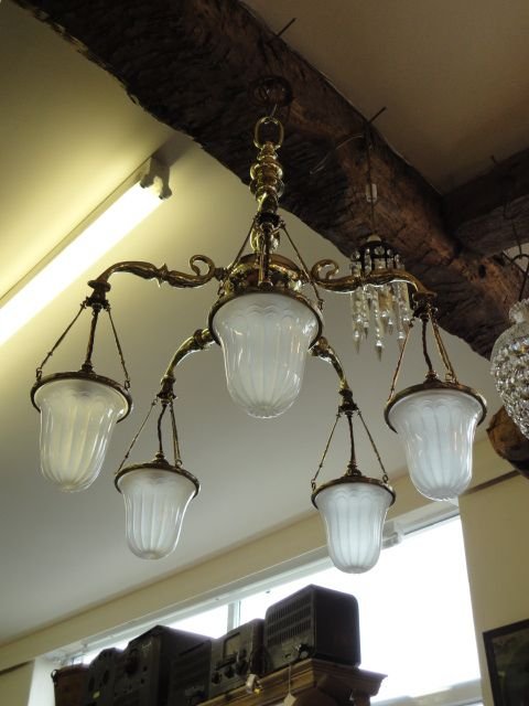 Super Quality 5 Branch Light Fitting & Original Shades & Covers