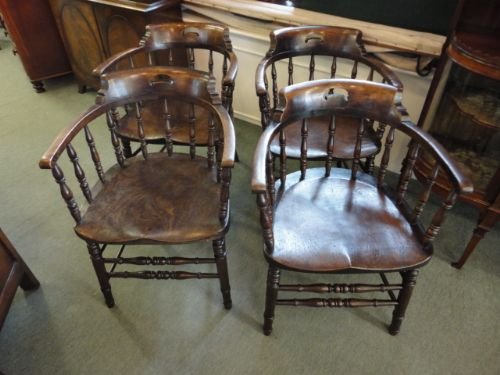 Set of 4 Victorian Captain or Club Chairs