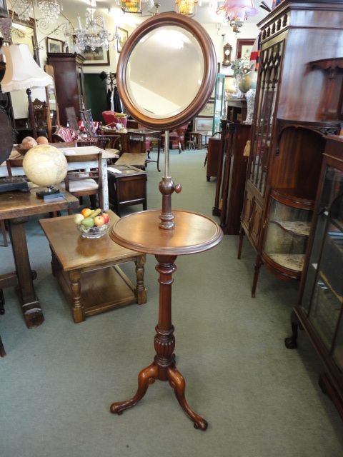 Victorian Mahogany Shaving Mirror.