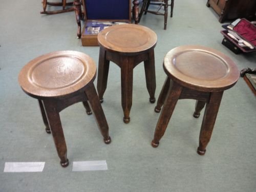 Set of 3 Oak Stools