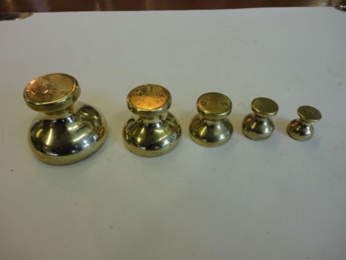 Set of 5 Victorian Brass Weights