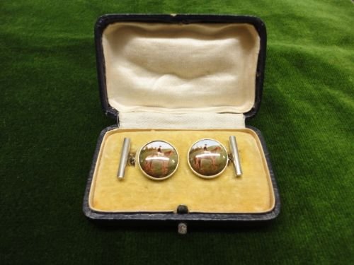 Pair of Silver & Enamel Racing Cuff Links