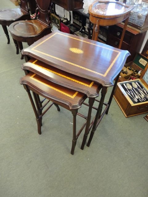 Mahogany Inlaid Nest of Tables