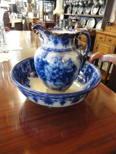 Victorian Flo Blue Jug & Bowl