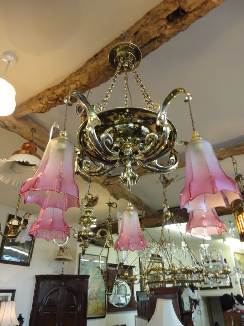 Art Nouveau Light Fitting & Shades