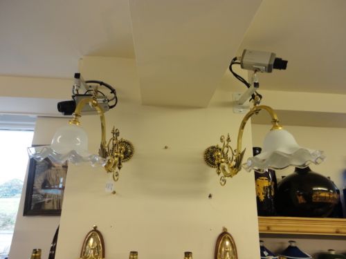 Pair of Victorian Wall Lights & Shades