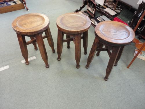 Set of 3 Oak Stools