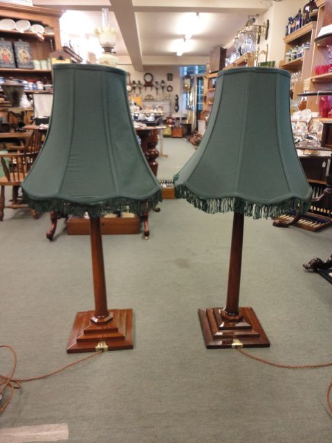 Pair of Tall Mahogany Lamps