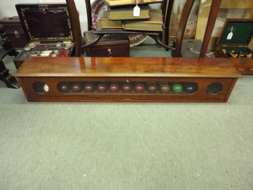 Mahogany Snooker Ball Cabinet & Balls