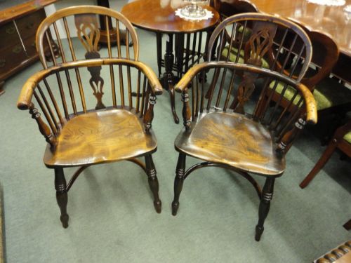 Pair of Yew Wood Windsor Chairs
