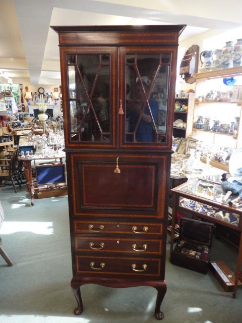 Mahogany Inlaid Display Desk Drawers
