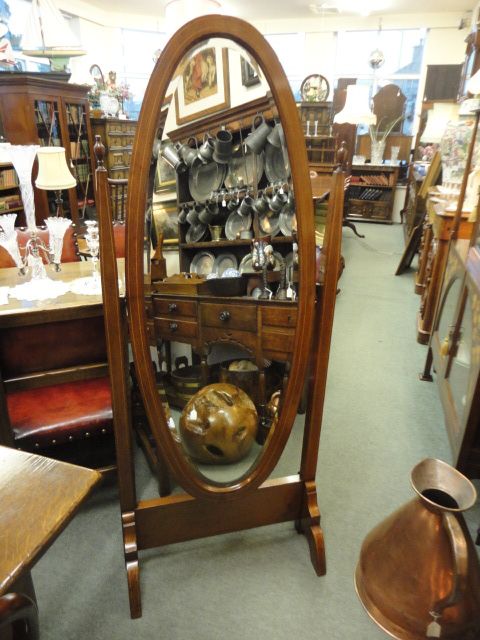 Inlaid Mahogany Cheval Mirror