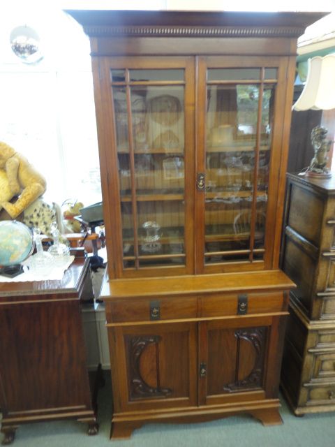 Walnut 2 Piece Bookcase