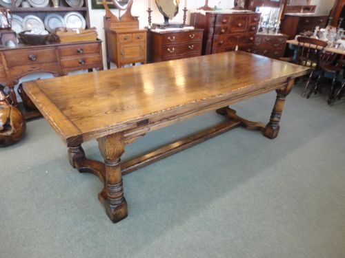 11ft Quality Oak Drawer Leaf Table