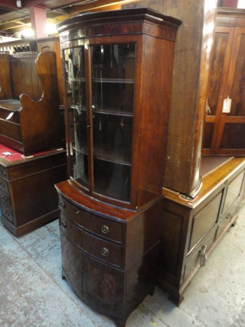 fig 1. Quality Mahogany Bow Front Display Bookcase