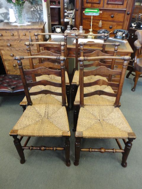 Set of 6 Period Ladderback Country Chairs