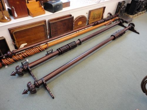 Fantastic Pair of Mahogany Curtain Poles & Brackets