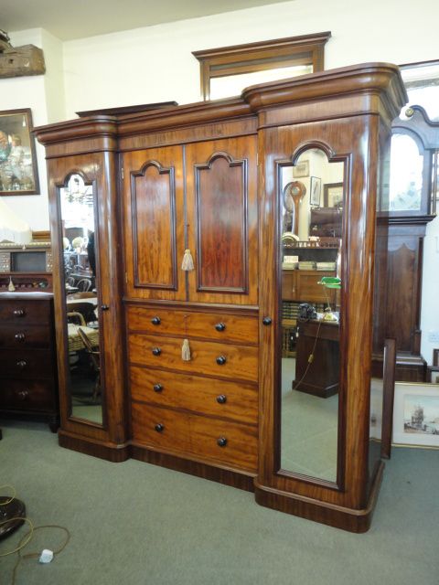 Large Mahogany Breakfront Wardrobe