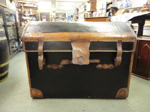 Victorian Canvas & Leather Dome Top Trunk