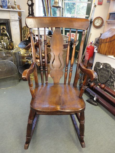 Victorian Fiddle Back Rocking Chair.