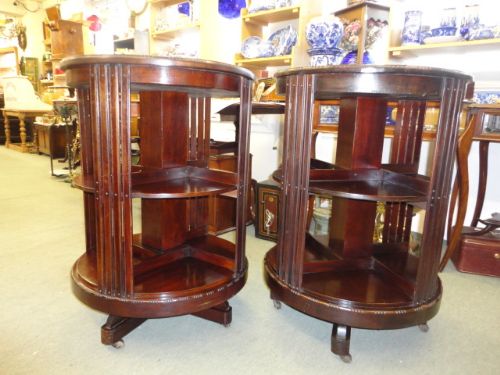 Quality Pair of Mahogany Revolving Bookcases.10% Off Marked Price