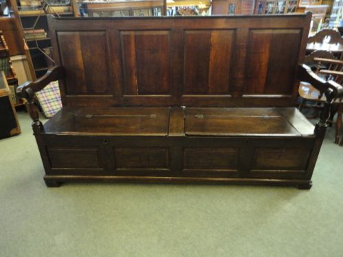 Period Oak Box Settle George Iii.