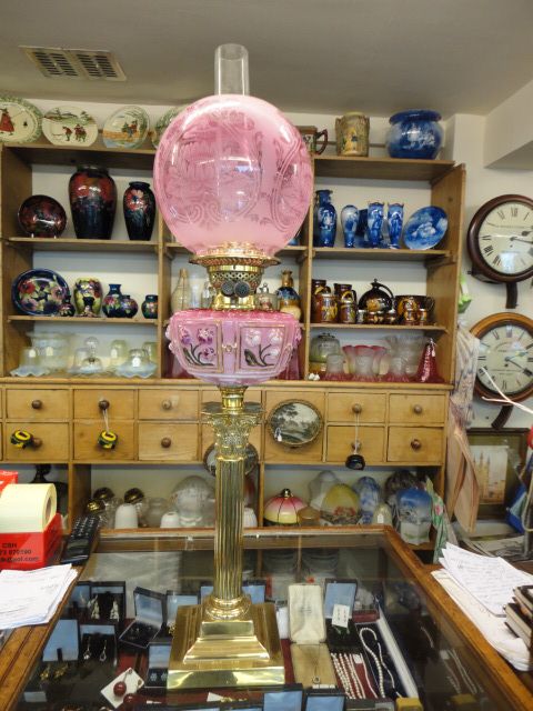 Victorian Oil Lamp & Shade