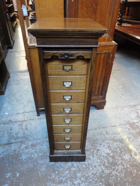 Oak Tambour Front Filing Cabinet