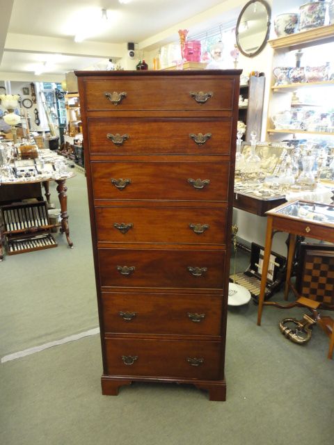 Tall Slim Mahogany Chest of Drawers