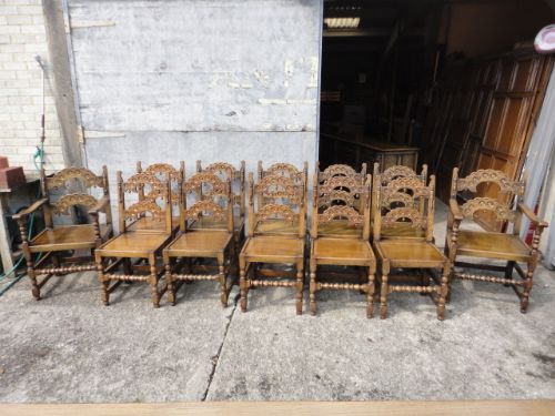 Set of 12 Oak Chairs