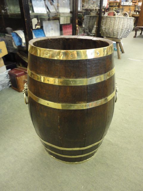 Victorian Oak Barrel Stick Stand