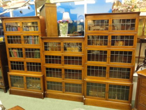 W Barker & Co Oxford Inlaid Mahogany Bookcases