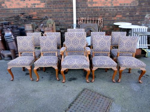 Set of 10 Oak Dining Chairs