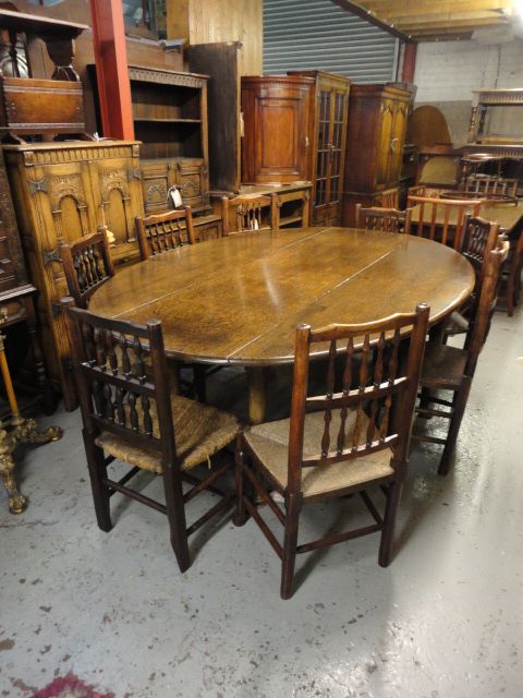 Large Oval Oak Drop Leaf Table