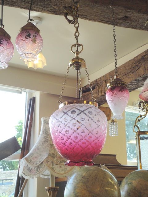 Superb Victorian Ruby Glass Light Fitting