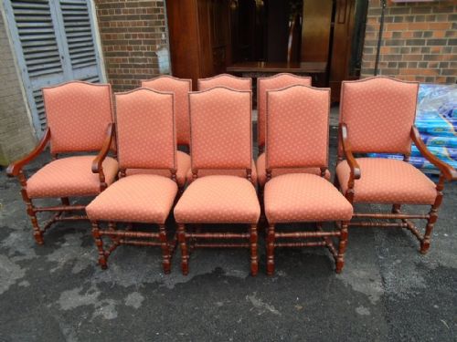 Set of 8 High Back Oak Chairs