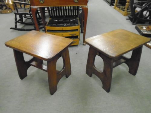 Pair of Oak Art's & Craft's Stools