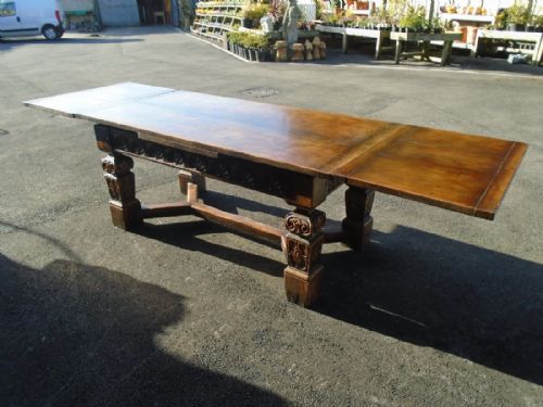 10' Oak Refectory Draw Leaf Table