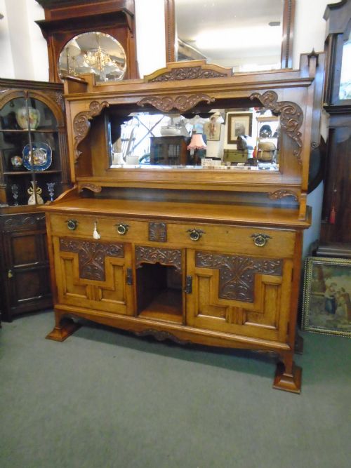 Oak Art's & Craft's Mirror Back Sideboard