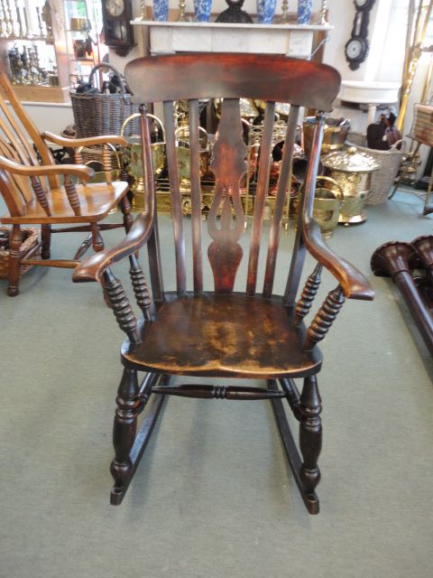 Victorian Lancashire Fiddle Back Rocker