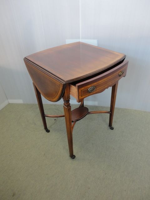 Quality Inlaid Oval Drop Leaf Table