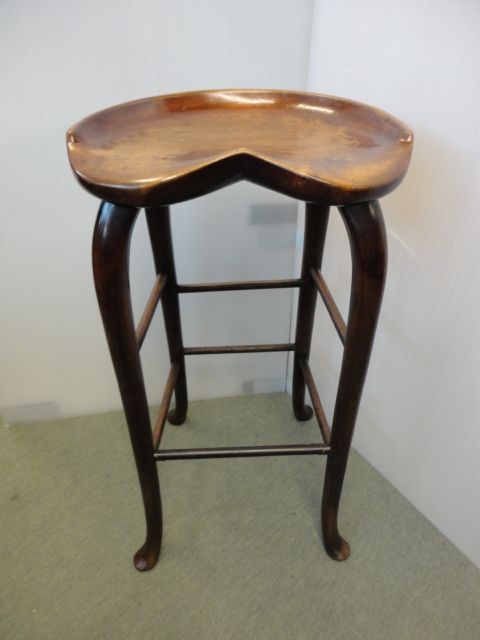 Tall Mahogany Saddle Seat Stool