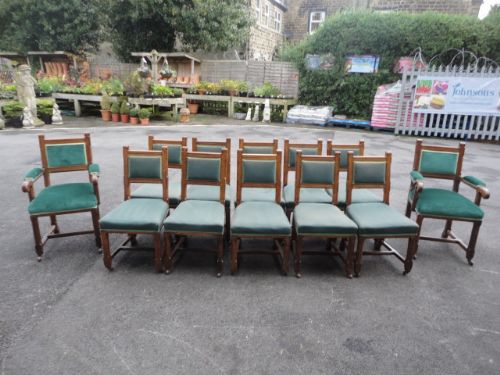 Set of 12 Oak Pugin Style Chairs