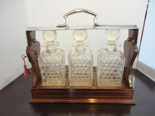 Quality Inlaid Mahogany Tantalus