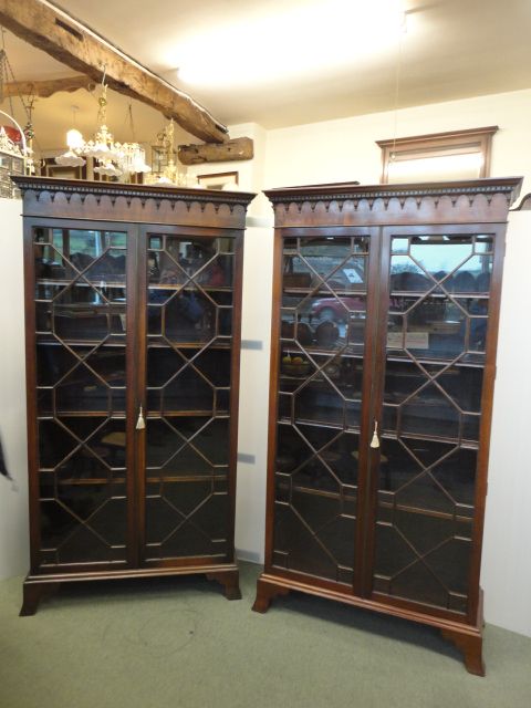 Pair Mahogany Glazed Bookcases.